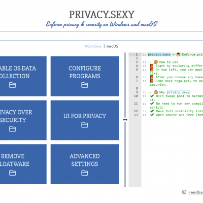 Handhaaf privacy- en beveiligingsrichtlijnen op Windows en macOS: privacy.sexy